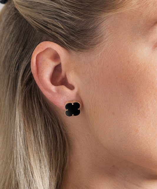 Gold earrings with onyx 14mm
