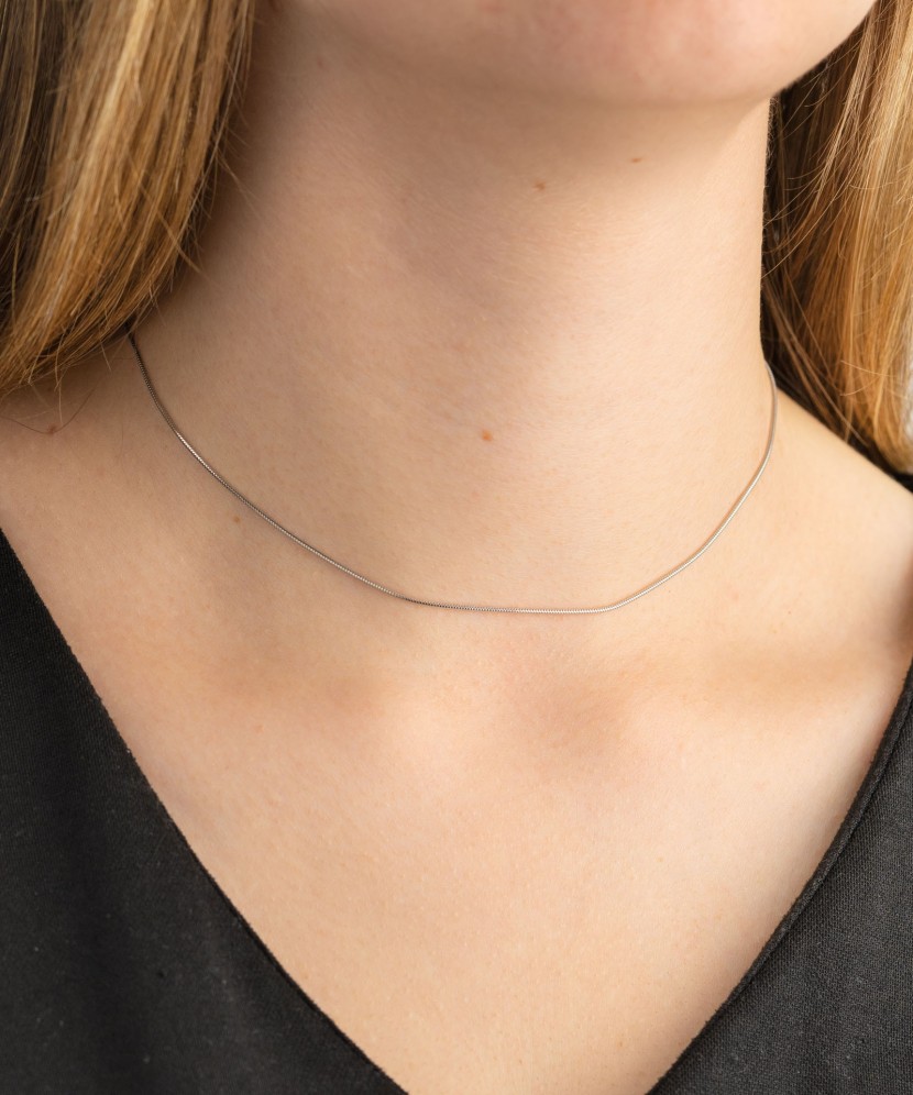 Цепочка из белого золота "Snake" 1mm