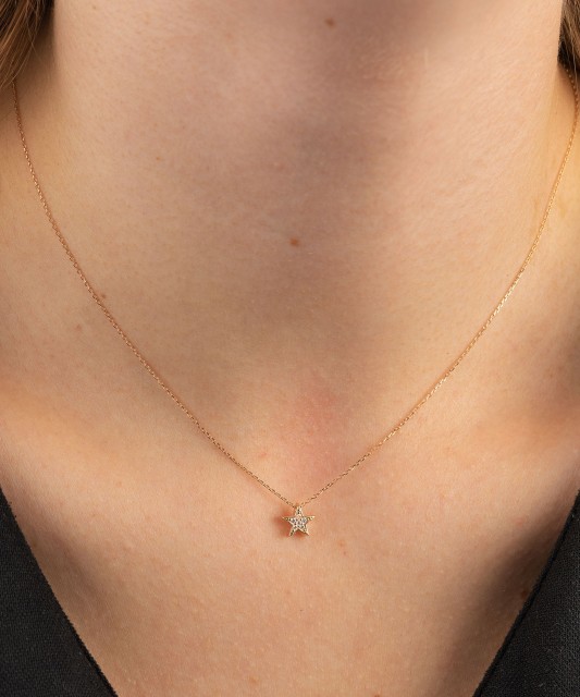 Золотая цепочка с подвеской из циркона "Звезда"