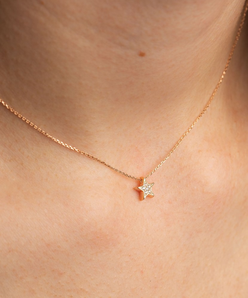Gold chain with zirconium pendant "Star"