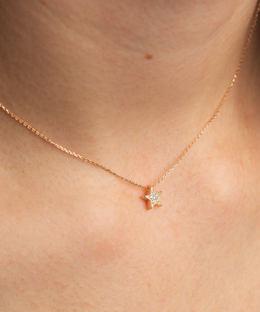 Gold chain with zirconium pendant "Star"