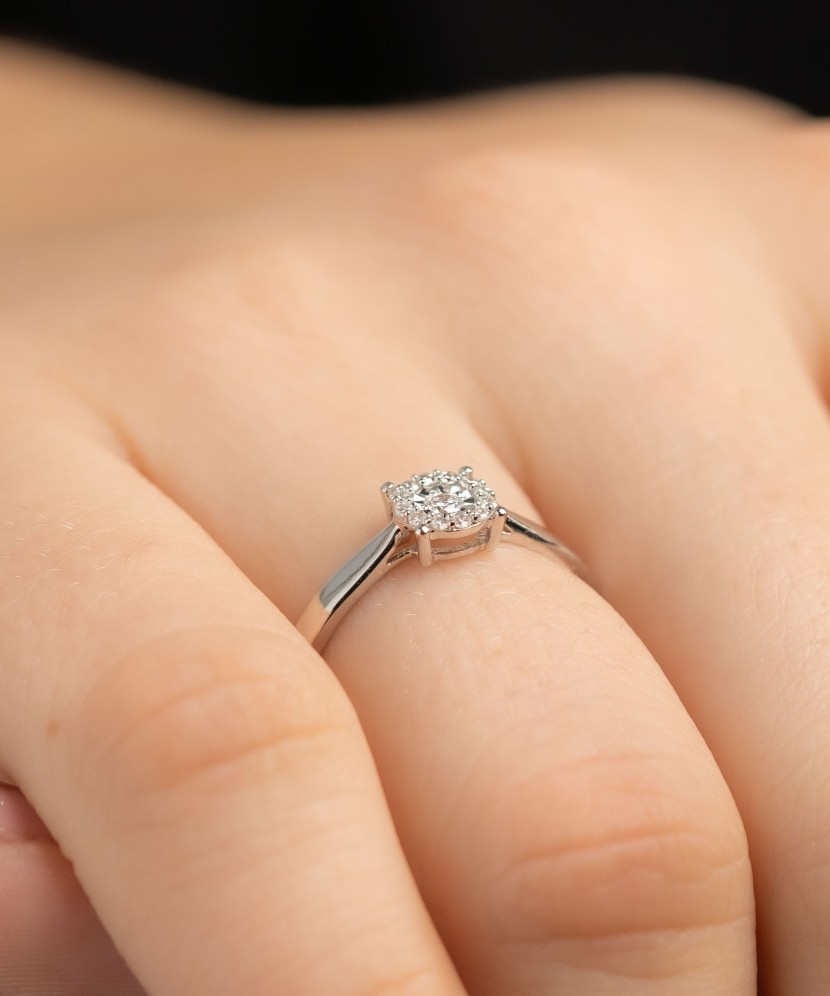 White gold ring with diamonds