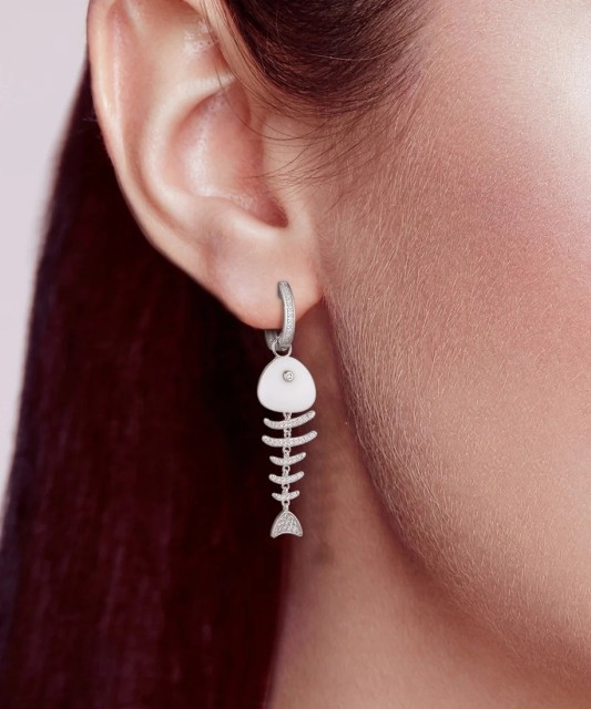 Sterling silver earrings with zircons and enamel