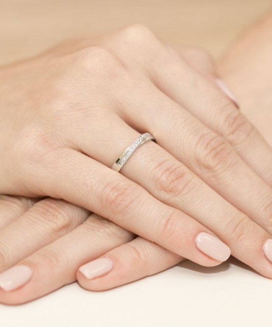 White gold ring with diamonds