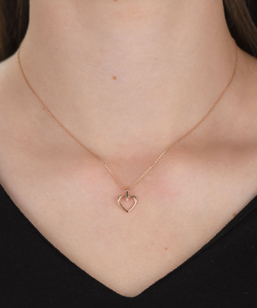 Золотой подвеска с алмазами "Сердечко"