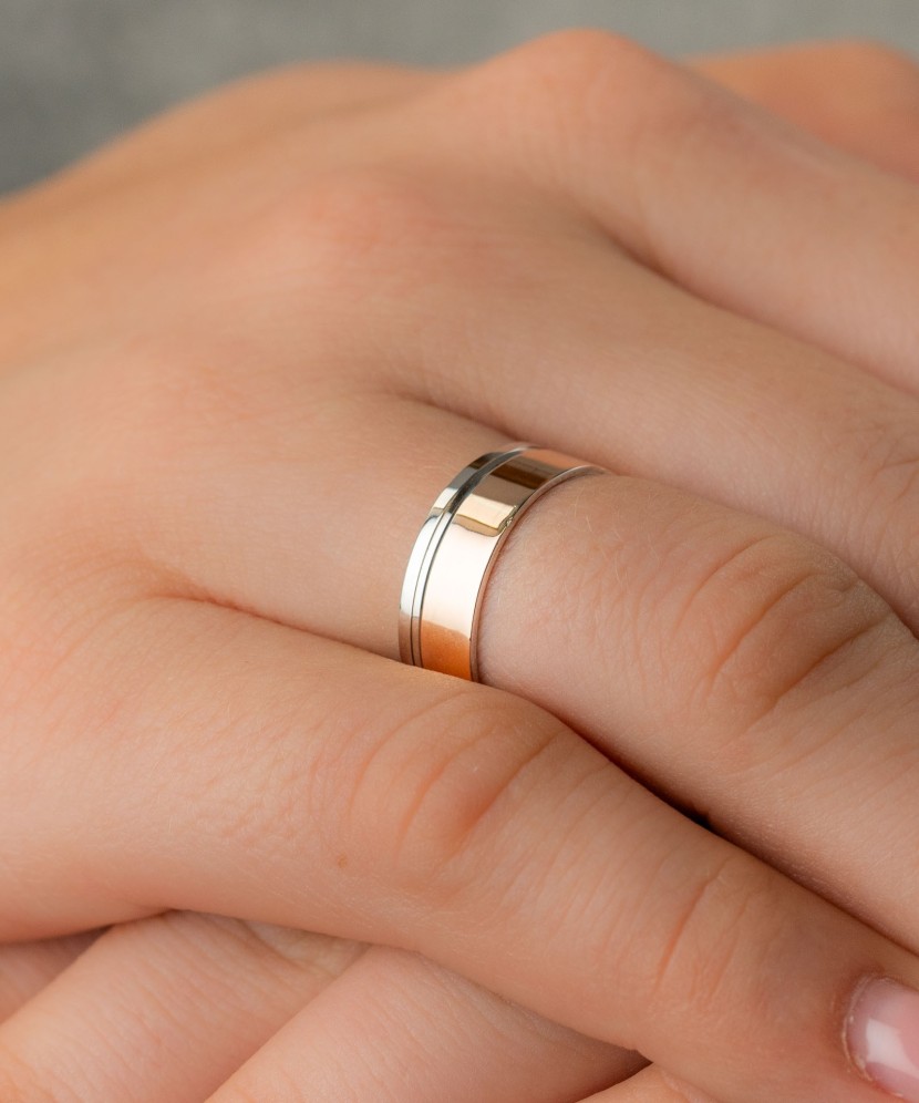 Wedding silver ring with gold plate