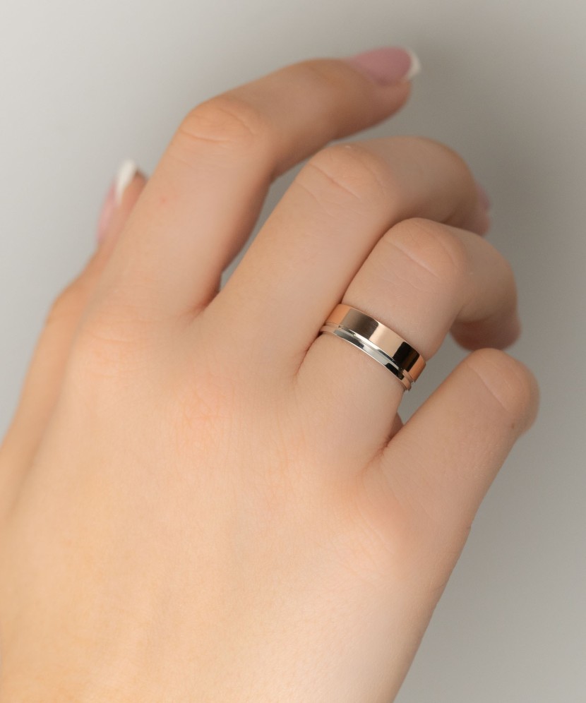 Wedding silver ring with gold plate