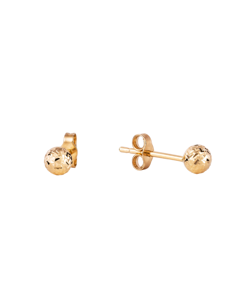Engraved Gold  Earrings "Bubbles" 4mm