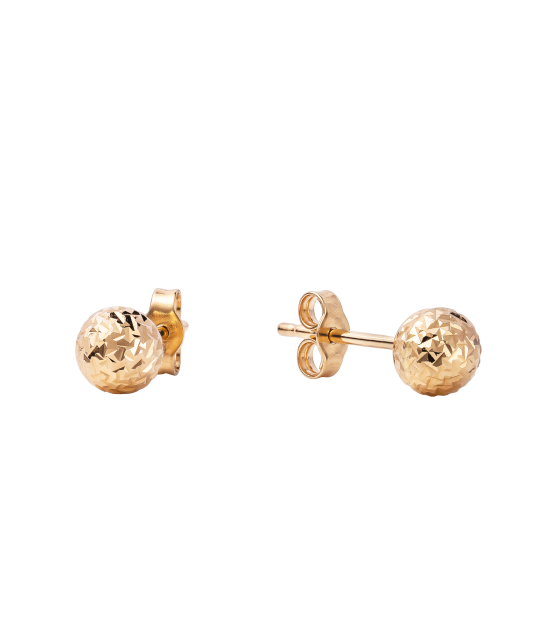 Engraved Gold  Earrings "Bubbles" 5mm