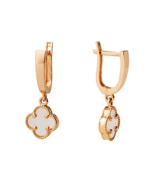 Gold earrings with nacre