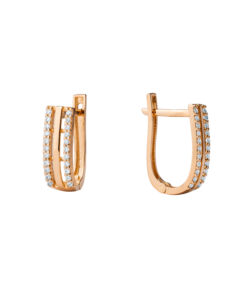 Gold earrings with zircons