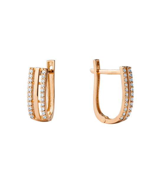 Gold earrings with zircons