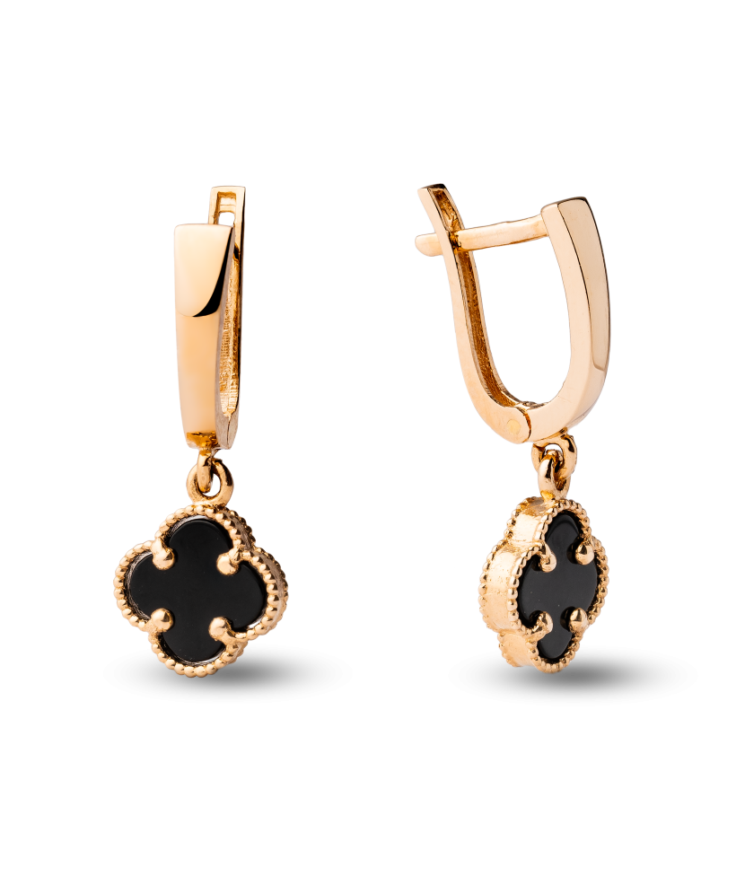 Gold earrings with enamel