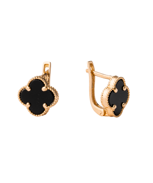Gold earrings with enamel