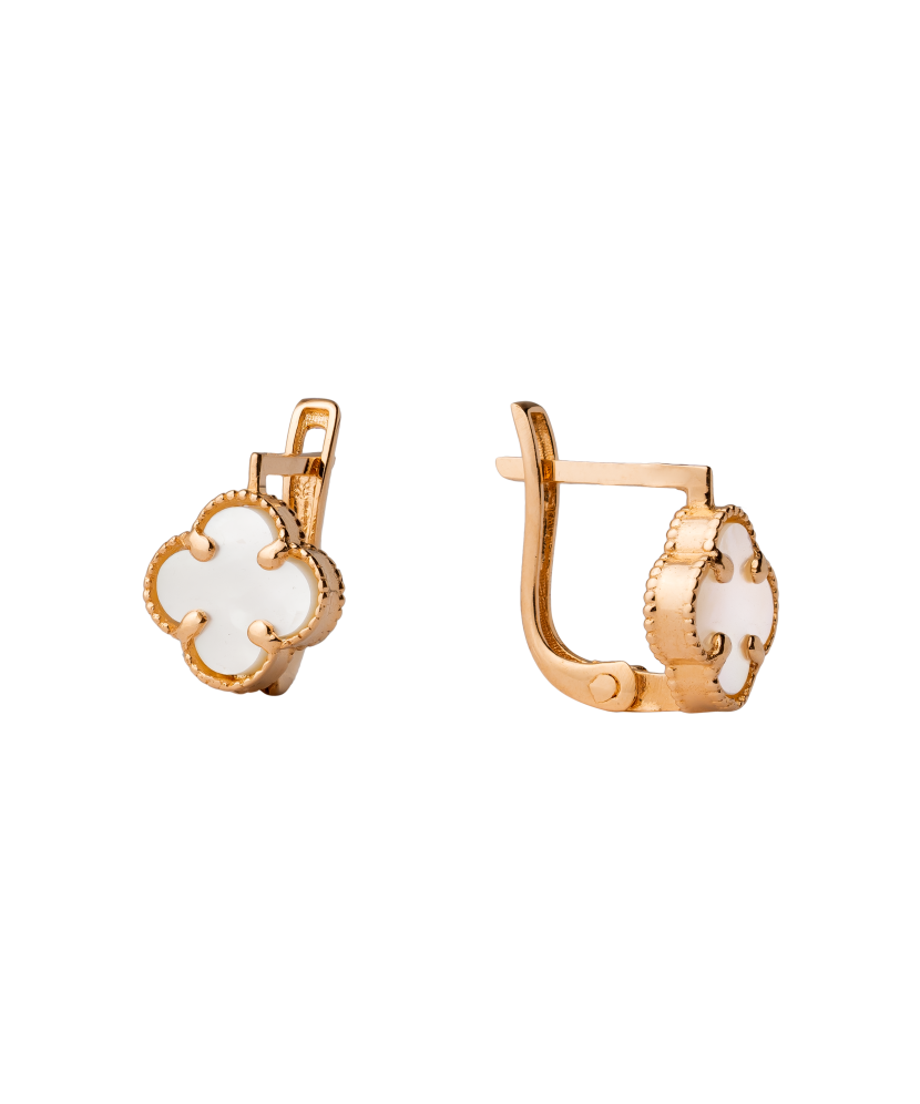 Gold earrings with enamel