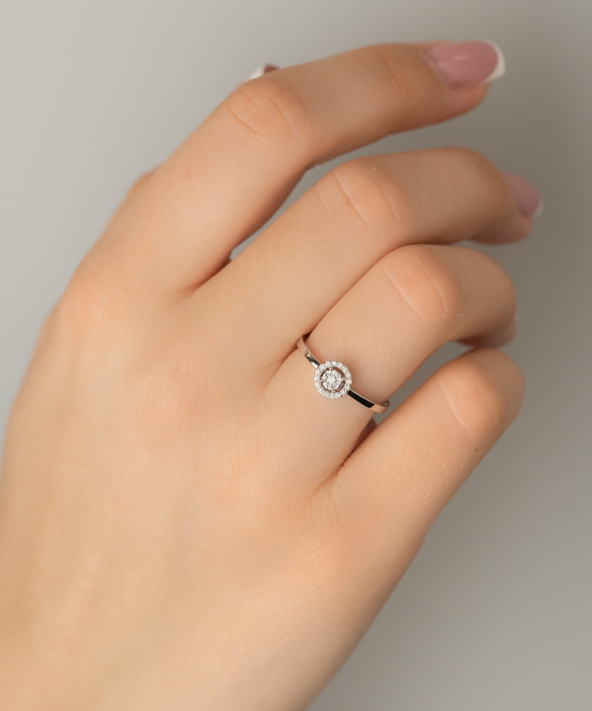 White gold ring with diamonds