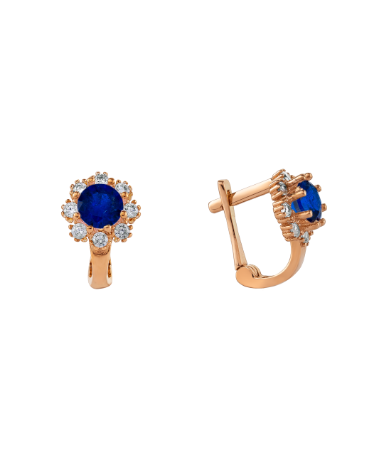 Gold earrings with zircons