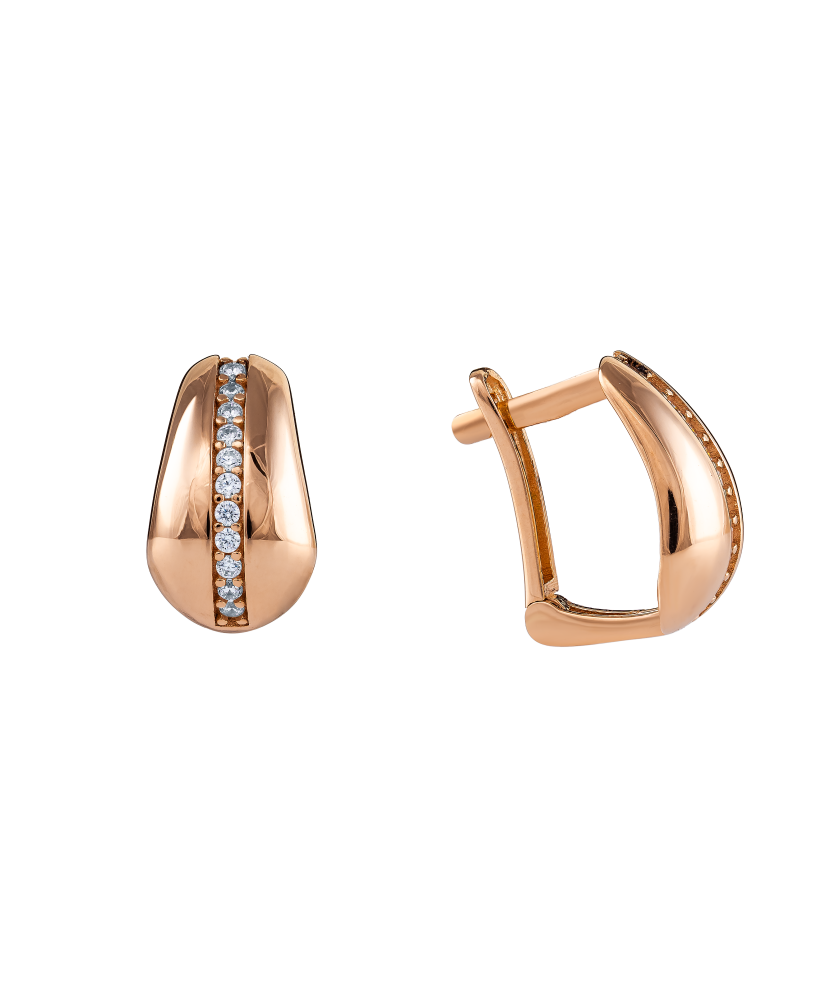 Gold earrings with zircons Gold earrings with zircons