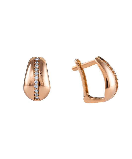 Gold earrings with zircons