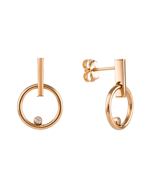 Gold earrings with zircons