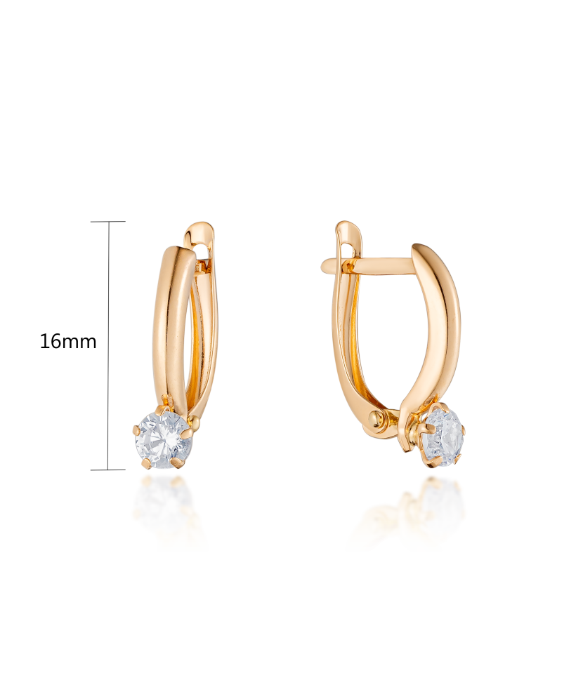 Gold earrings with zirconium