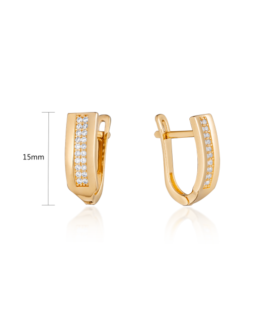 Gold earrings with zircons