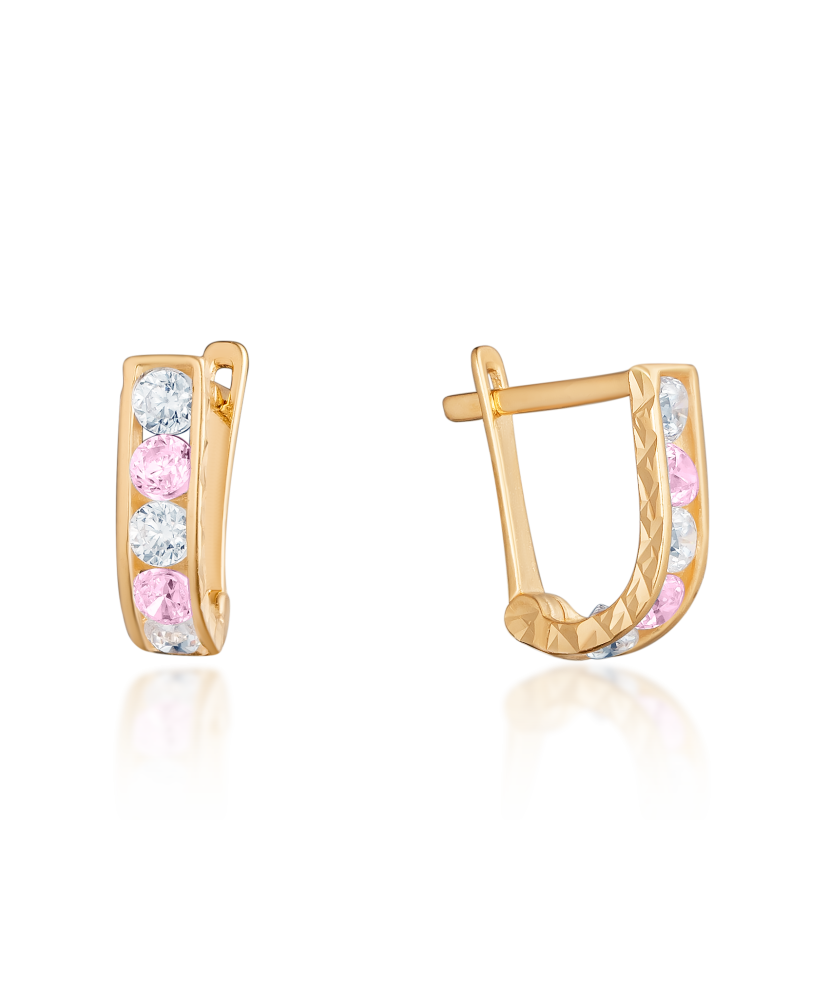 Gold earrings with zircons