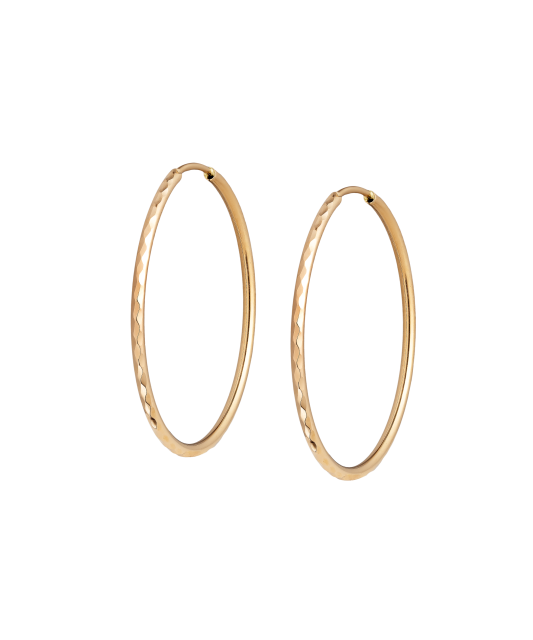 Золотые серьги конго (кольца) с гравировкой 32mm