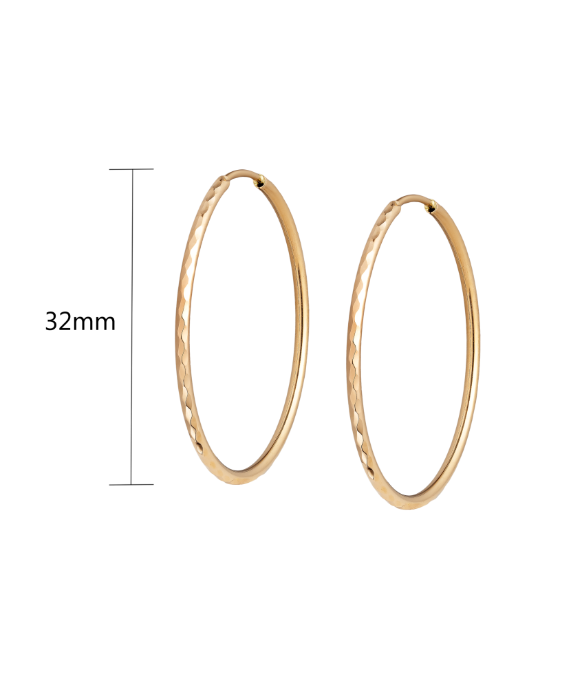 Gold engraved hoop earrings 32mm