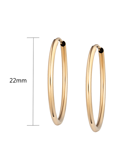 Gold hoop earrings 22mm