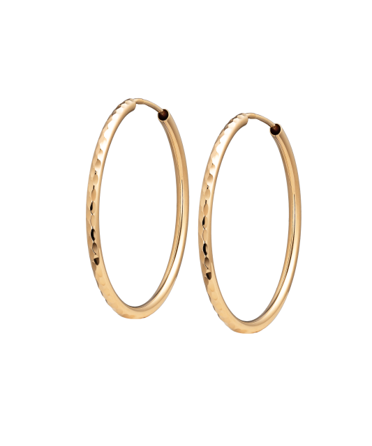 Золотые серьги конго (кольца) с гравировкой 34mm