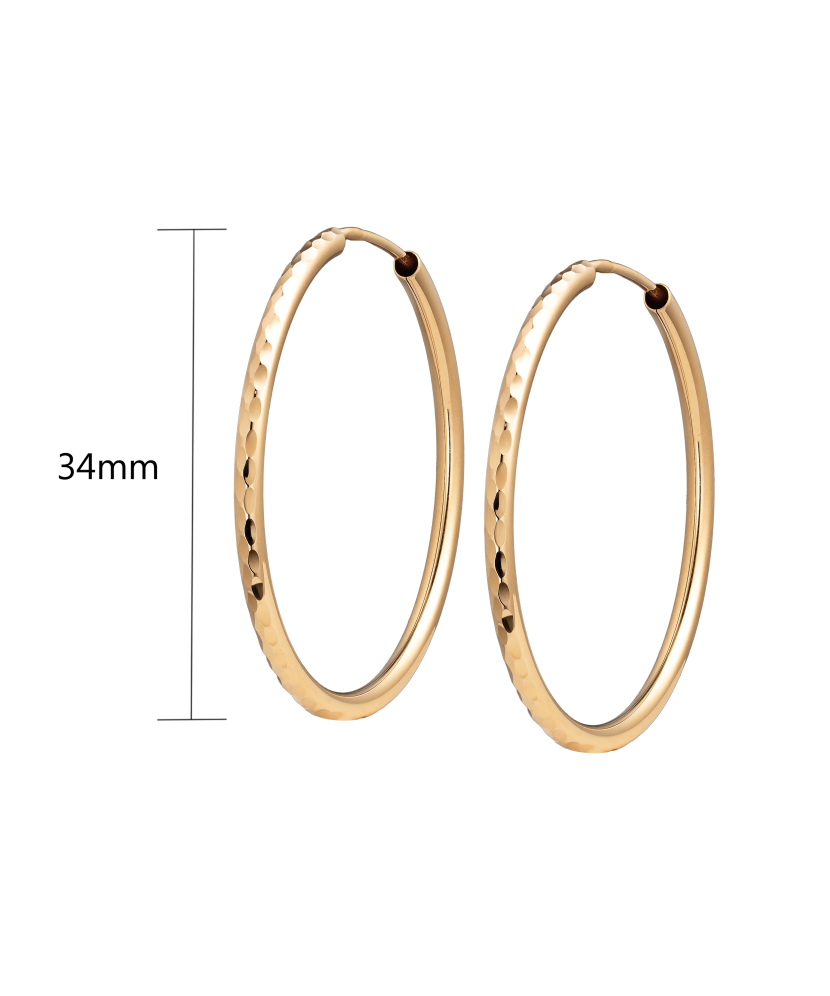 Золотые серьги конго (кольца) с гравировкой 34mm