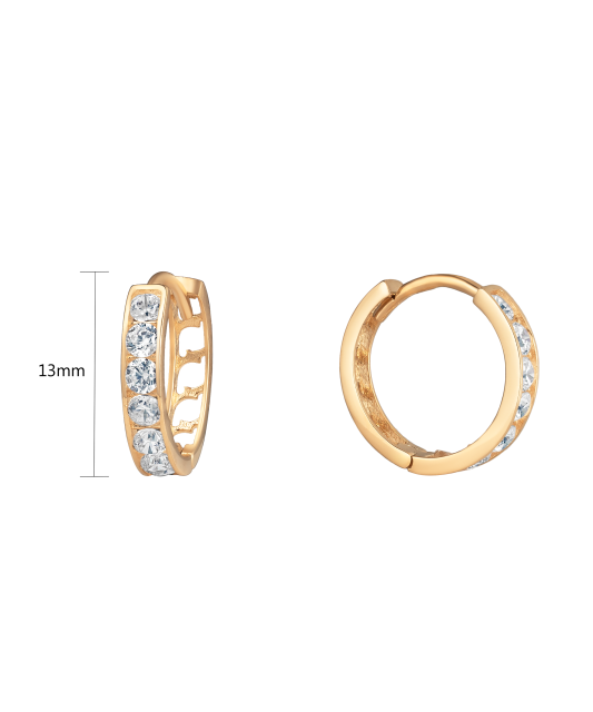 Gold earrings with zircons