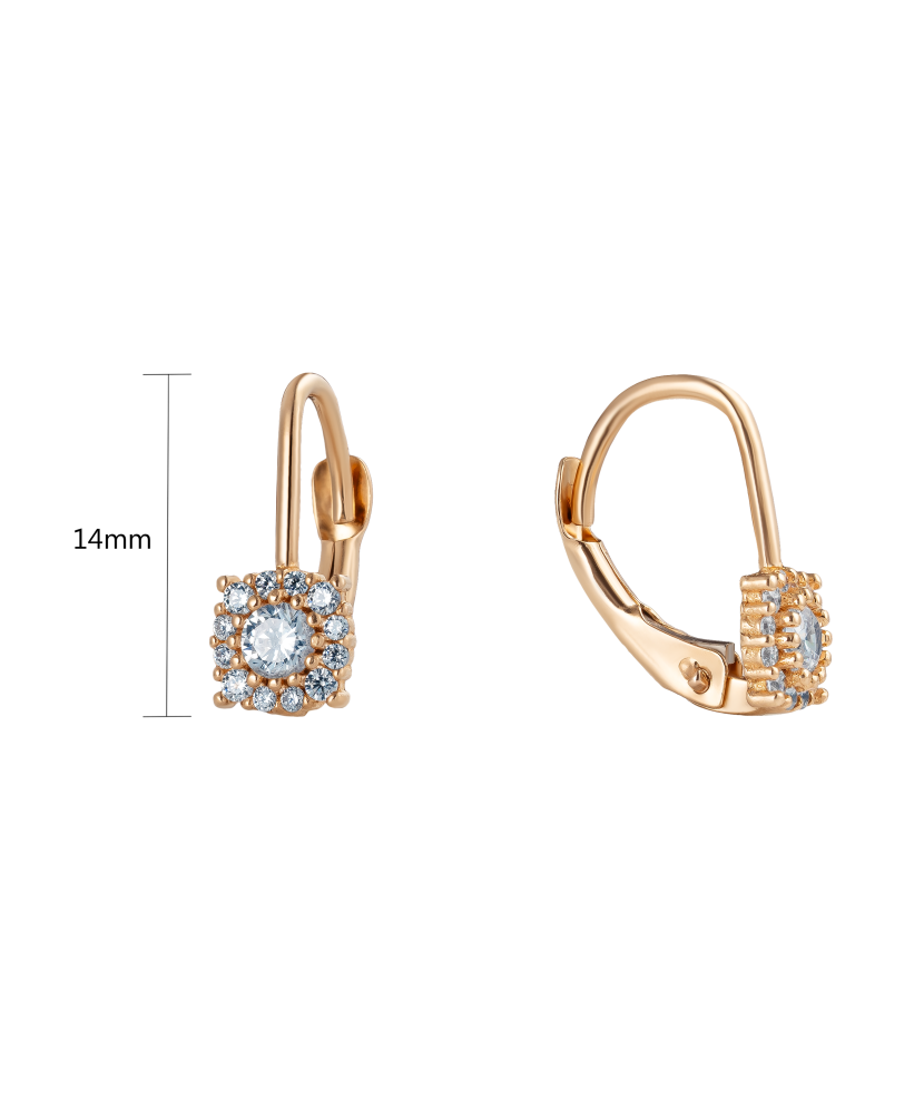 Gold earrings with zircons