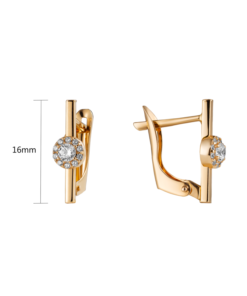 Gold earrings with zircons