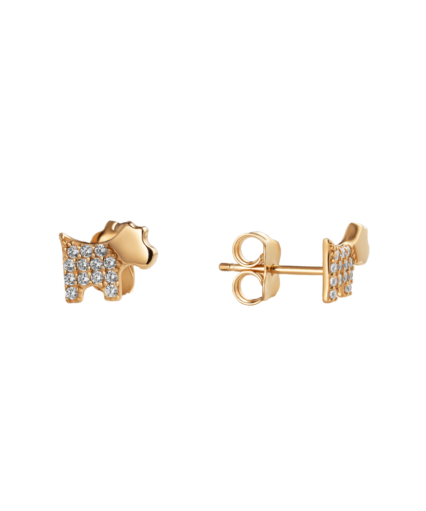 Gold earrings with zircons