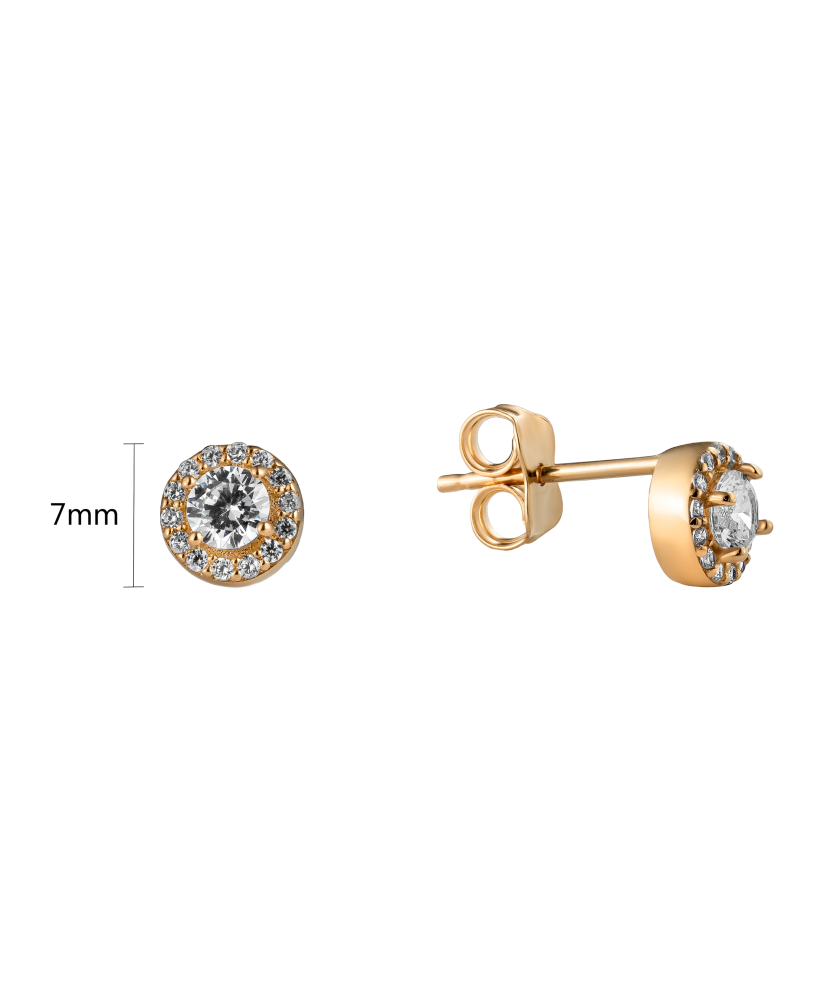 Gold earrings with zircons