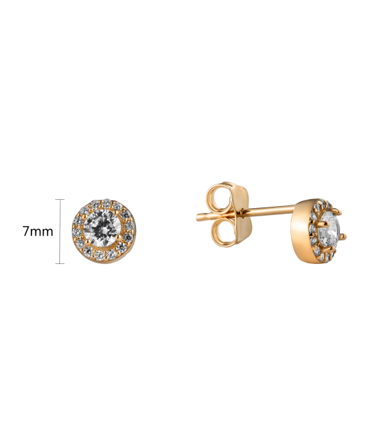 Gold earrings with zircons