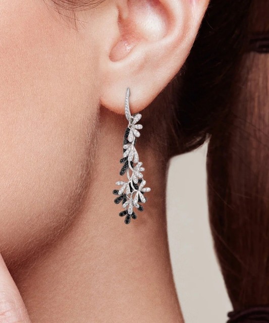 Серьги из серебра с цирконом и шпинели