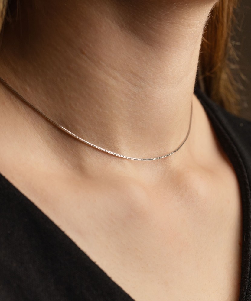 Цепочка из белого золота "Box" 0.8mm