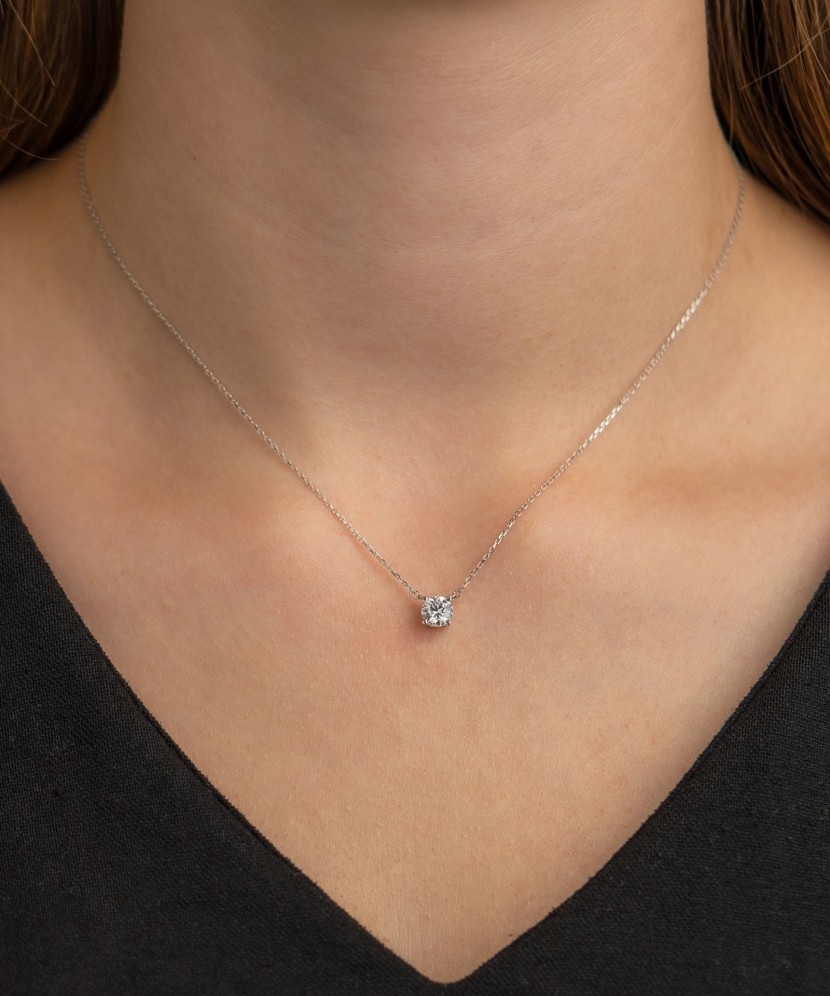 Цепочка из белого золота с подвеской из циркона Цепочка из белого золота с подвеской из циркона