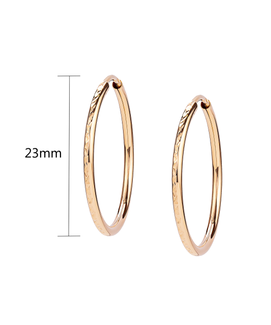 Gold engraved hoop earrings 23mm