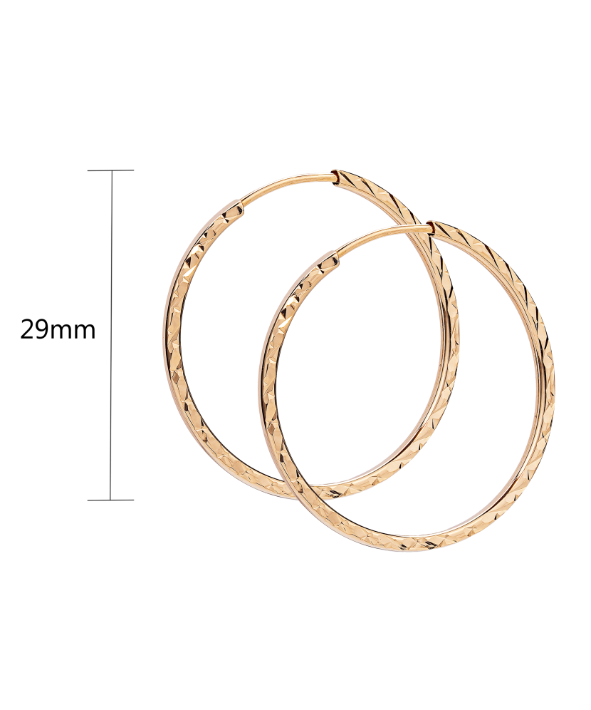 Gold engraved hoop earrings 29mm
