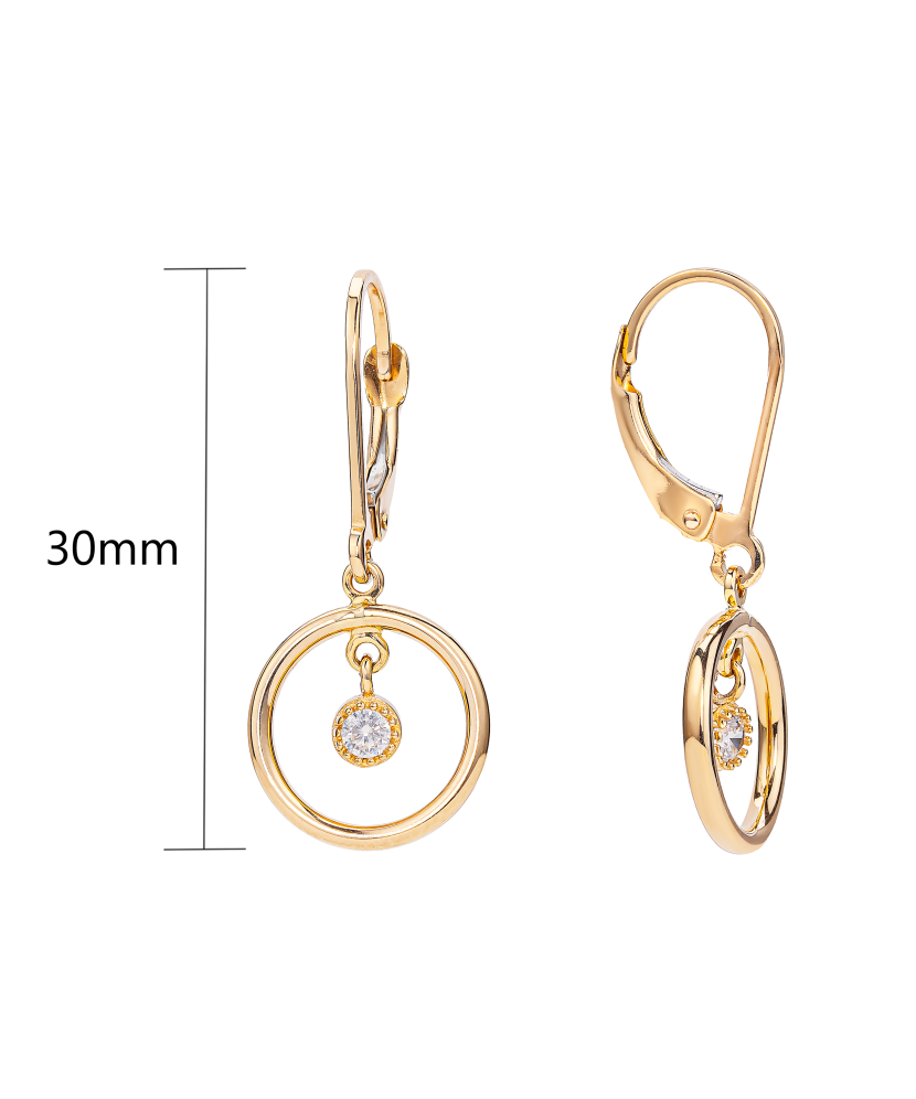 Gold earrings with zircons