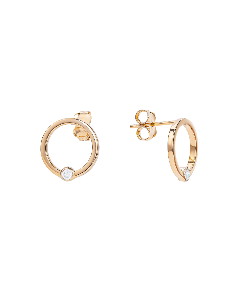 Gold earrings with zircons