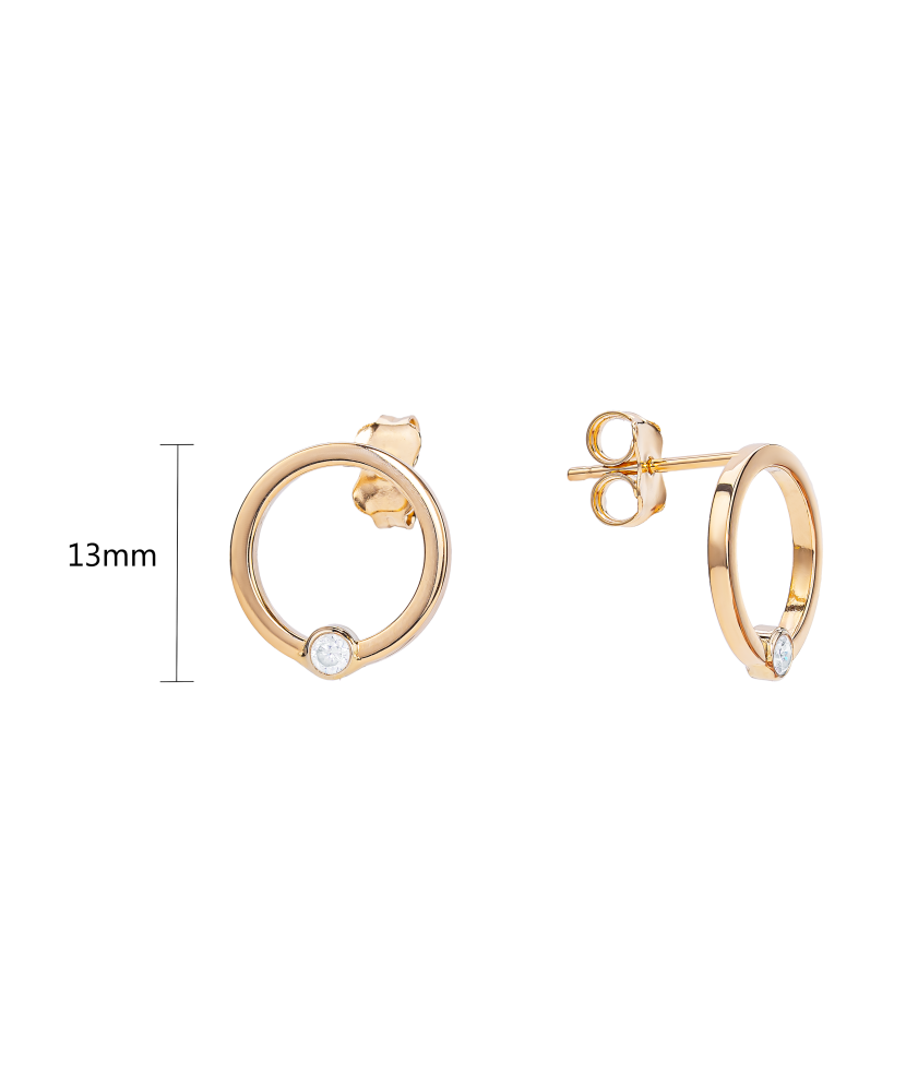 Gold earrings with zircons