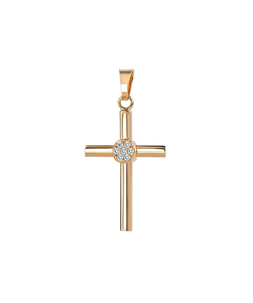 Gold pendant with zircons "cross"