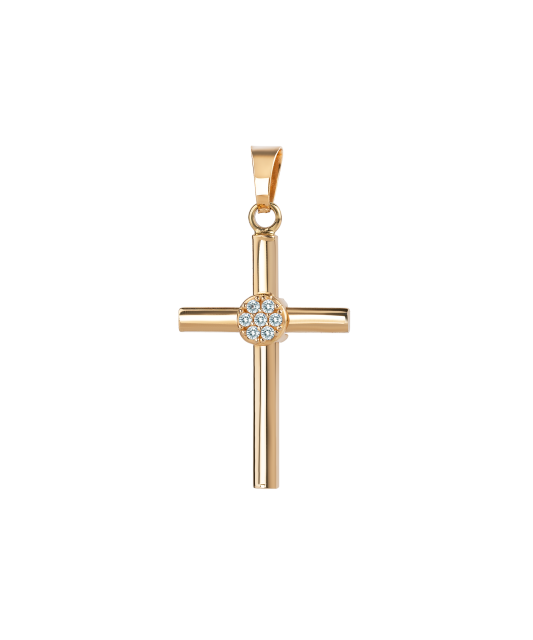 Gold pendant with zircons "cross"
