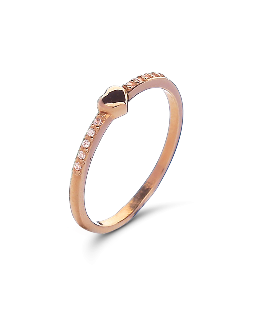 Золотое кольцо с цирконами "сердечко"