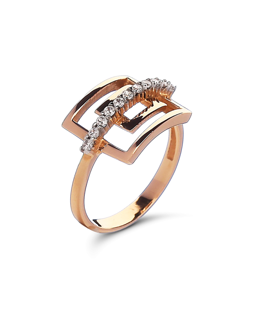Gold ring with zircons